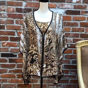 Alberto Makali animal print batwing top